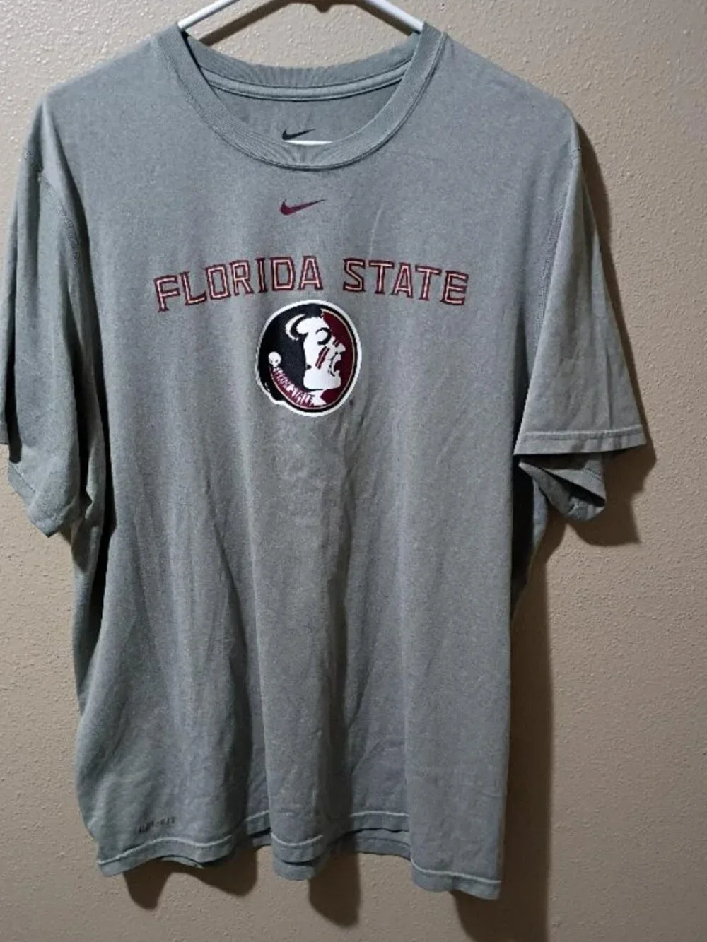 NIKE DRI FIT Florida State T-shirt Large Tan/gray